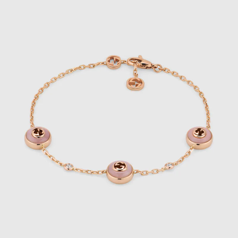 GUCCI INTERLOCKING 18K CHAIN BRACELET