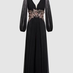 LAURA Metallic Floral Embroidered Dress