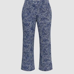 LAURA Leaf Print Pull-On Pants