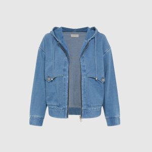LAURA Hooded Denim Bomber Jacket