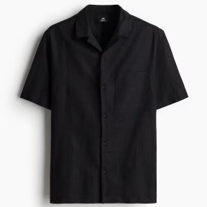 H&M Regular-Fit Short-Sleeved Linen-Blend Shirt