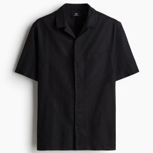 H&M Regular-Fit Short-Sleeved Linen-Blend Shirt