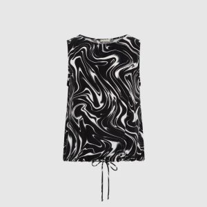 LAURA Wave Print Sleeveless Blouse