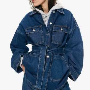 H&M Tie-Belt Denim Jacket