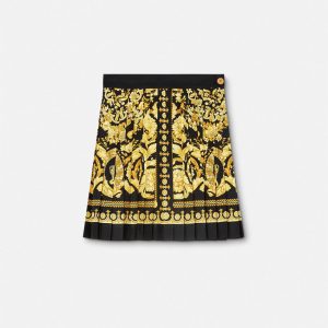 VERSACE BAROCCO PLEATED SILK SKIRT