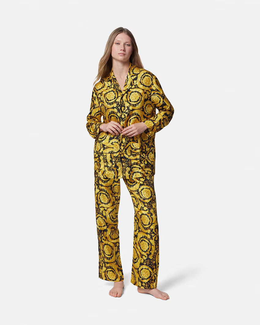 VERSACE Barocco Print Silk Pajama Shirt - Image 2