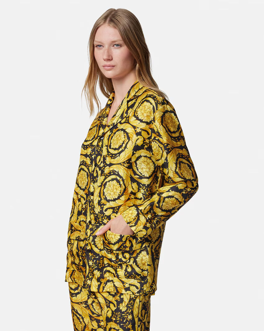 VERSACE Barocco Print Silk Pajama Shirt - Image 3