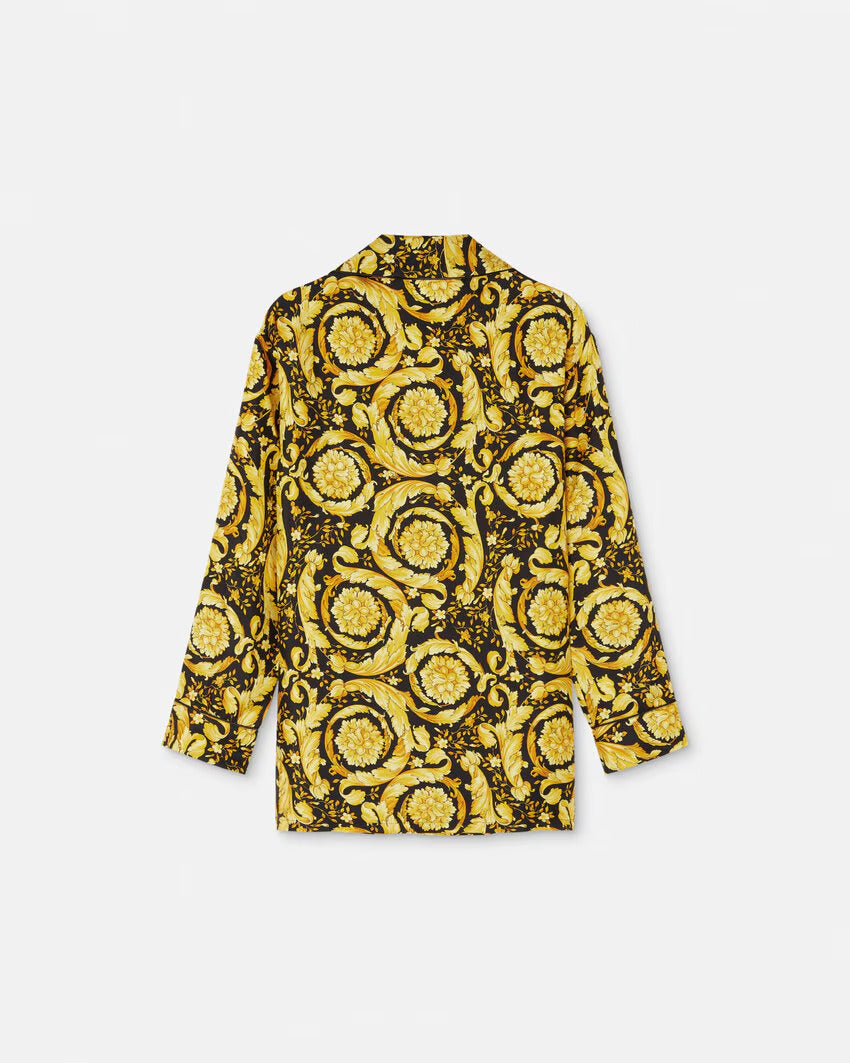 VERSACE Barocco Print Silk Pajama Shirt - Image 4