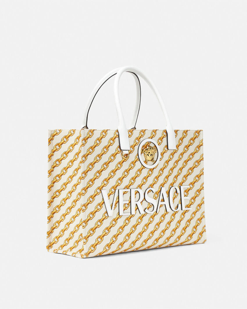 VERSACE CHAIN STRIPES LA MEDUSA LARGE TOTE BAG - Image 2