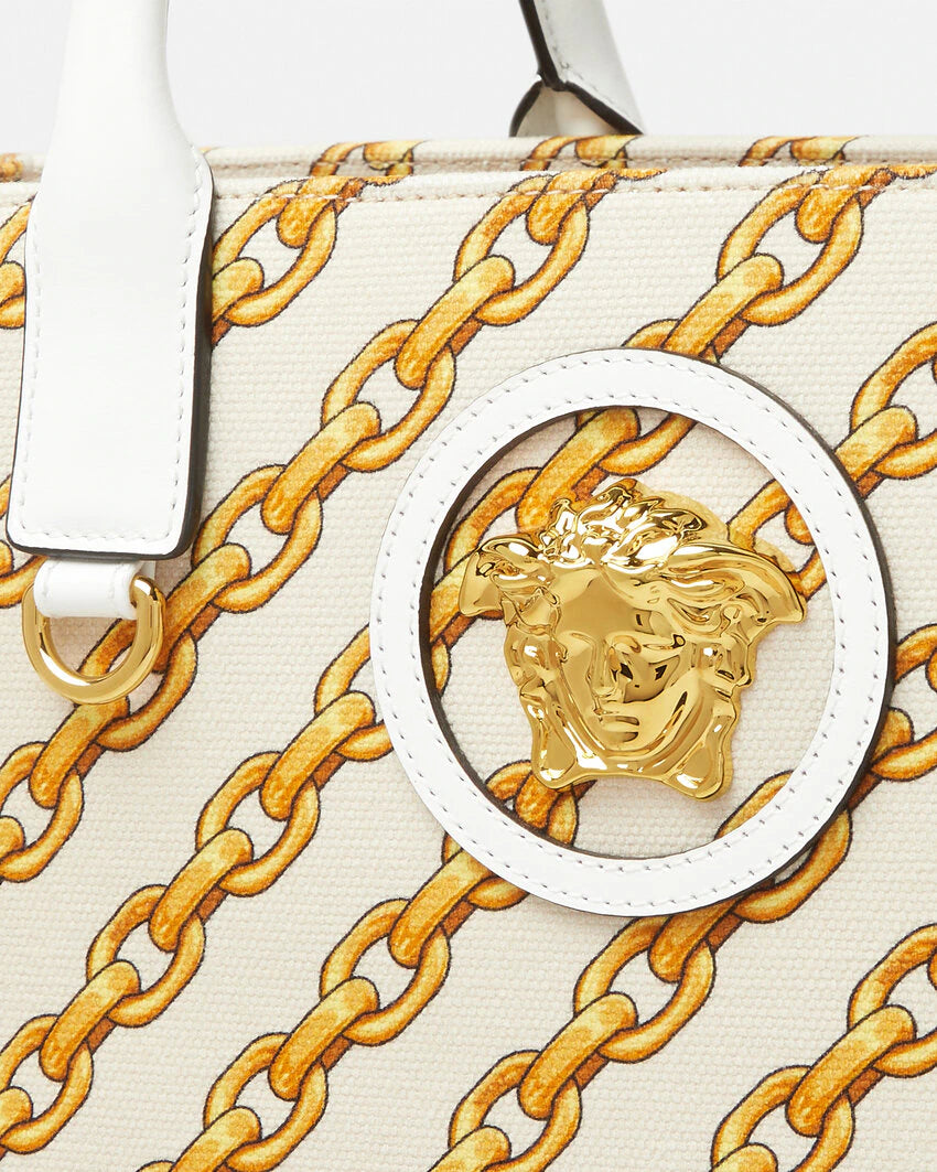 VERSACE CHAIN STRIPES LA MEDUSA LARGE TOTE BAG - Image 6