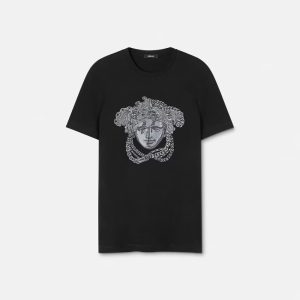 Versace EMBROIDERED CRYSTAL MEDUSA T-SHIRT