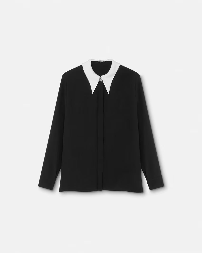 Versace CONTRAST-COLLAR SILK CRÊPE SHIRT