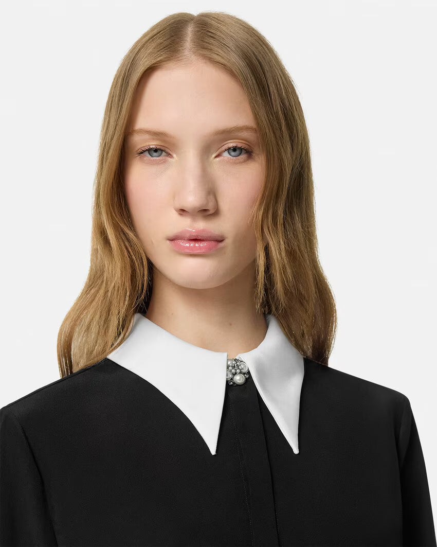 Versace CONTRAST-COLLAR SILK CRÊPE SHIRT - Image 3