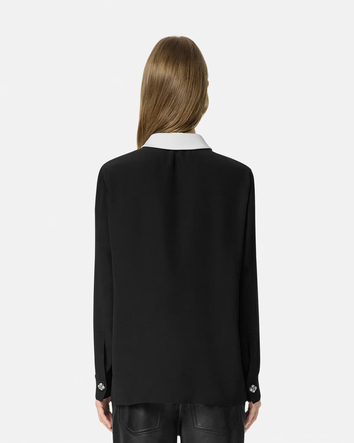 Versace CONTRAST-COLLAR SILK CRÊPE SHIRT - Image 5