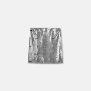 VERSACE CIELO STELLATO METAL MESH MINI SKIRT