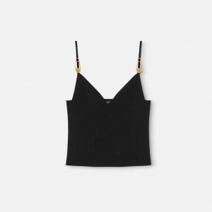 Versace SAFETY PIN KNIT CROP TOP