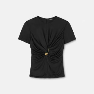 Versace SAFETY PIN GATHERED TOP