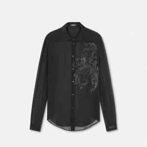 Versace EMBROIDERED BAROCCO LEAF GEORGETTE SHIRT