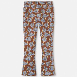 VERSACE POPPIES JACQUARD CROP FLARED PANTS