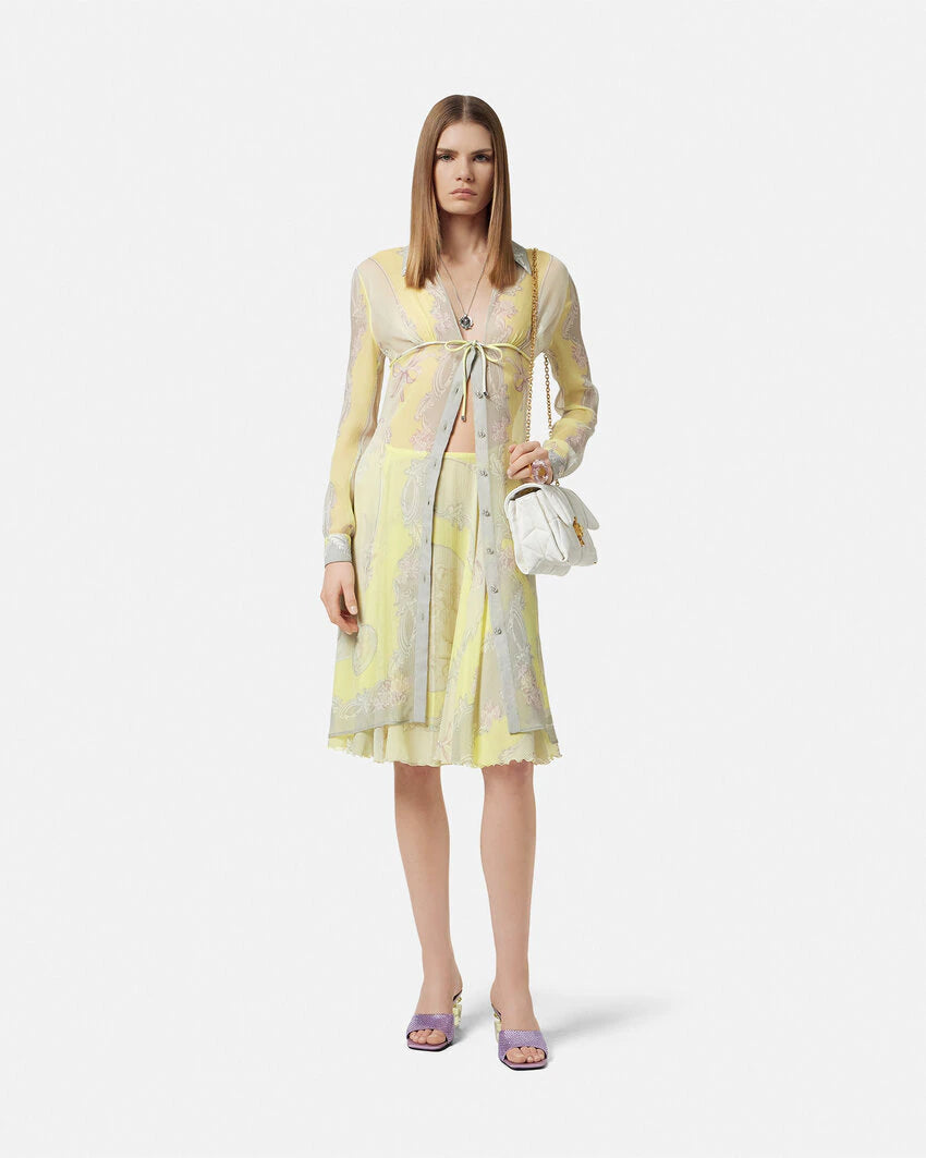 VERSACE CAMEO SILK CRÊPE FLOWY MIDI SKIRT - Image 7