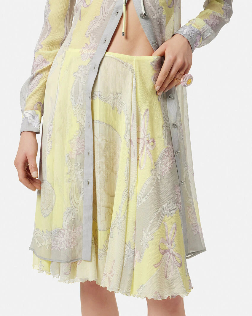 VERSACE CAMEO SILK CRÊPE FLOWY MIDI SKIRT - Image 8