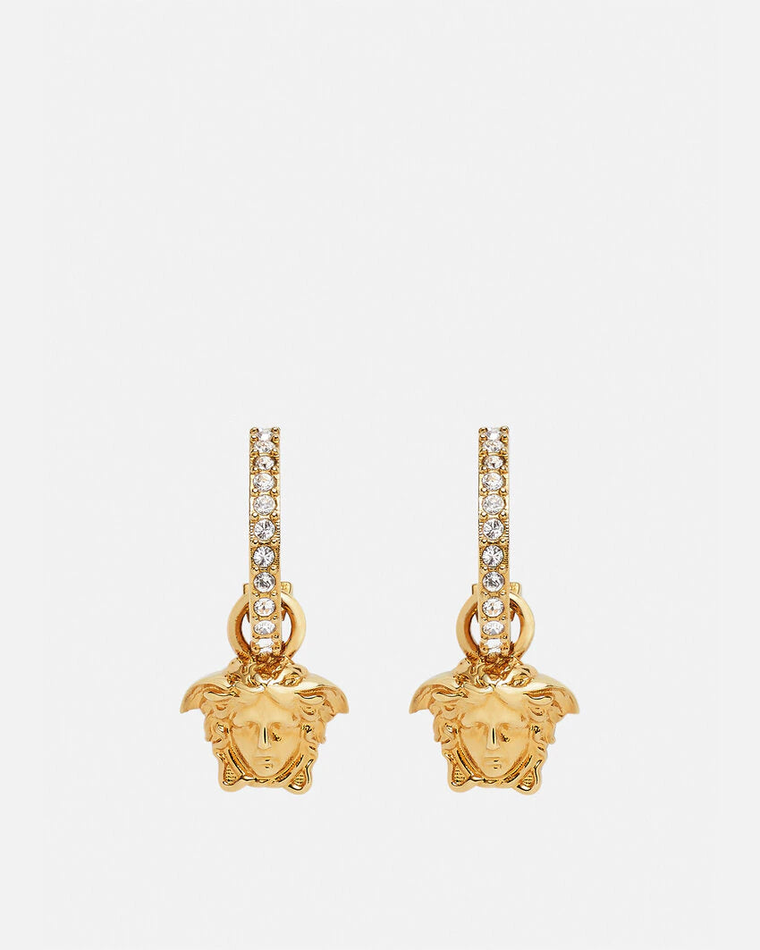 VERSACE CRYSTAL LA MEDUSA HOOP EARRINGS