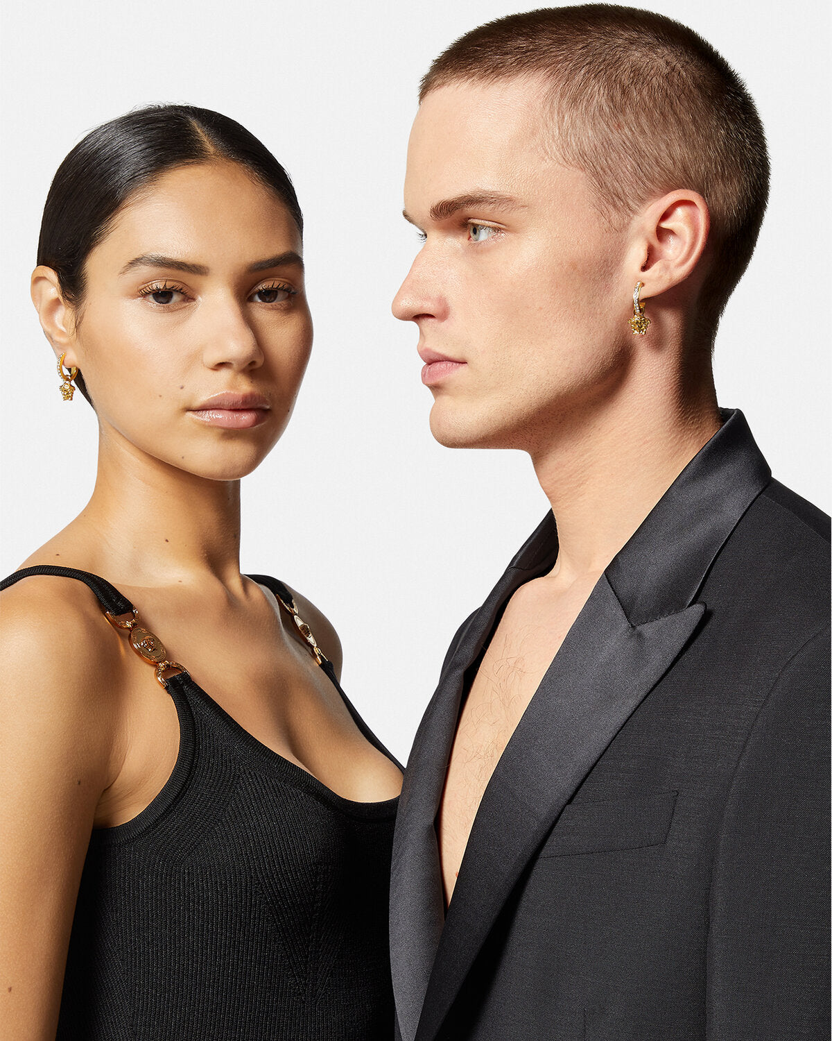 VERSACE CRYSTAL LA MEDUSA HOOP EARRINGS - Image 3