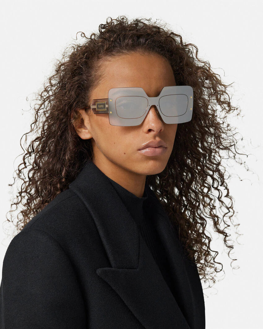 VERSACE DAMIER PLAQUE SQUARED SHIELD SUNGLASSES - Image 7
