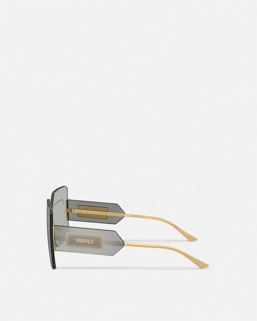 VERSACE DAMIER PLAQUE SQUARED SHIELD SUNGLASSES - Image 8