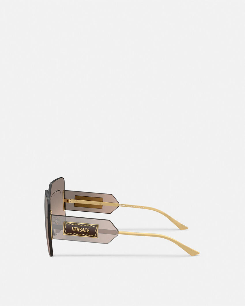 VERSACE DAMIER PLAQUE SQUARED SHIELD SUNGLASSES - Image 4