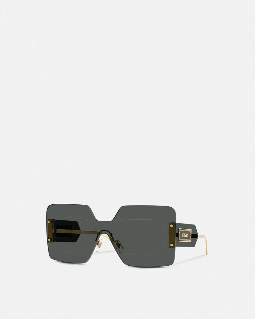 VERSACE DAMIER PLAQUE SQUARED SHIELD SUNGLASSES - Image 10