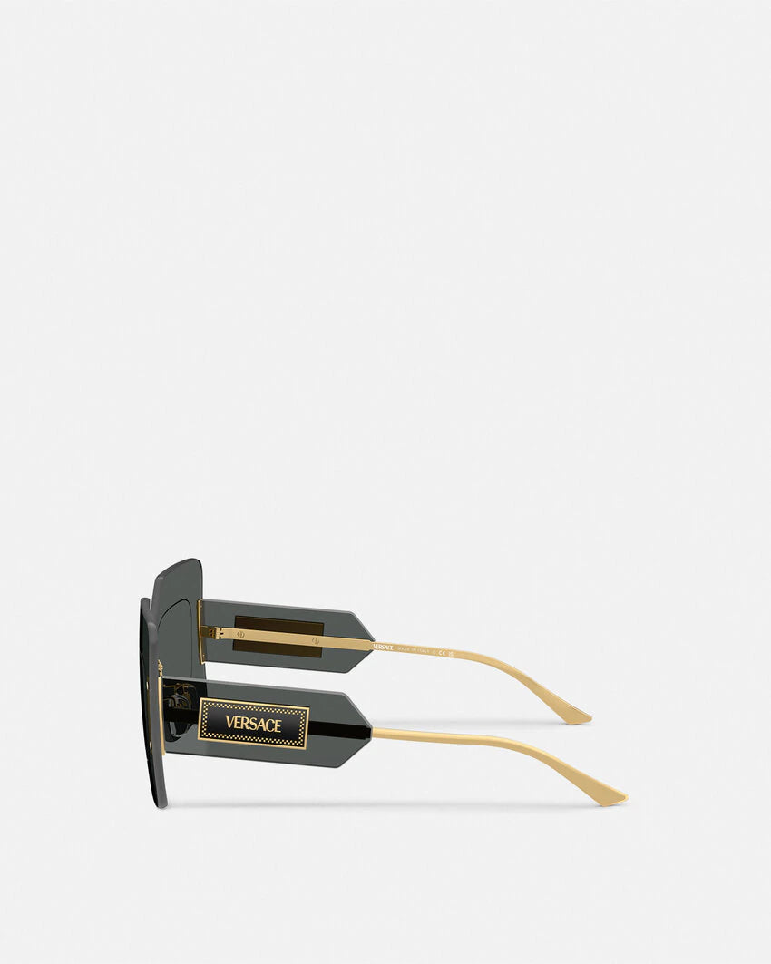 VERSACE DAMIER PLAQUE SQUARED SHIELD SUNGLASSES - Image 12
