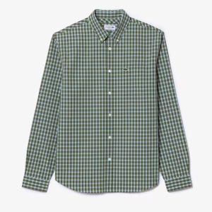 Lacoste Men's Regular Fit Plaid Poplin Shirt