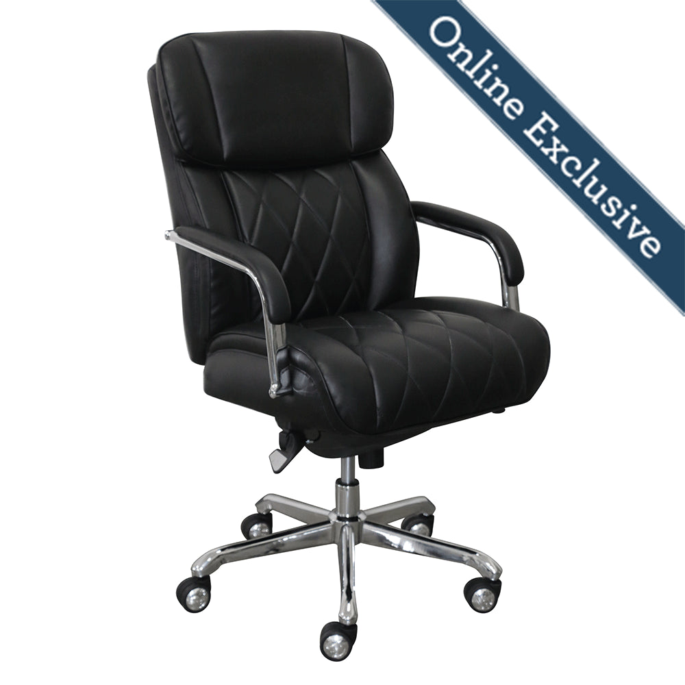 Lazboy Sutherland Quilted Leather Office Chair, Jet Black