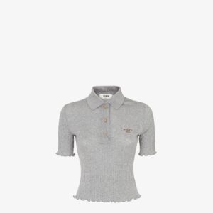 Fendi Light blue jersey polo shirt