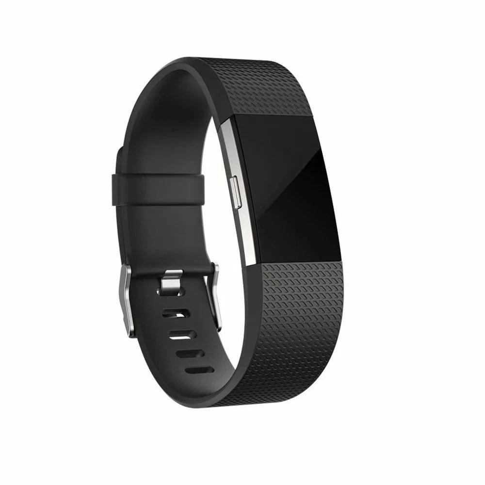 POY Fitbit Charge 2 Bands Replacement Sport Strap Accessories with Fasteners and Metal Clasps for Fitbit Charge 2 Wristband (Large, Black)