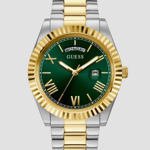 Guess Two-Tone and Green Analog Watch