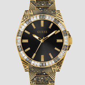 Guess Printed Gold-Tone Analog Watch
