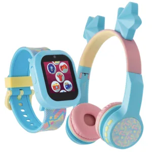 iTech Junior Kids iTech Jr Star Silicone Strap Smartwatch with Kids On Ear Light up Bluetooth Headphones