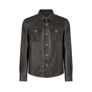 TOM FORD SHINY NAPPA PLONGE SNAP BUTTON OUTERSHIRT