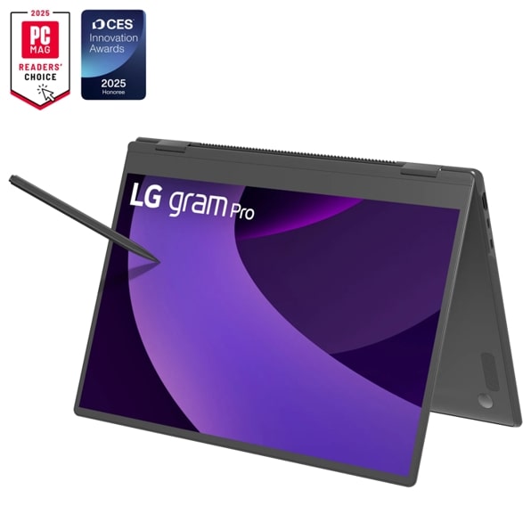 LG 16T90TP-K.ADB7U1 LG gram Pro 2-in-1 16", Thin and Lightweight Laptop, Windows 11 Home, Intel® Evo Edition - Intel® Core™ Ultra 7, 32GB RAM, 2TB SSD, Black