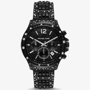 Michael Kors Limited-Edition Oversized Sage Pavé Black-Tone Watch