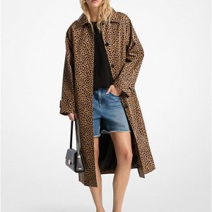 Michael Kors Cheetah Print Balmacaan Coat