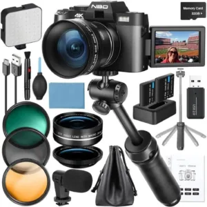 NBD 4K Digital Camera for Photography and Vlogging, 48MP Video Camera with Microphone, Tripod Grip