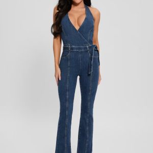 Guess Eco Claire Denim Halter Jumpsuit