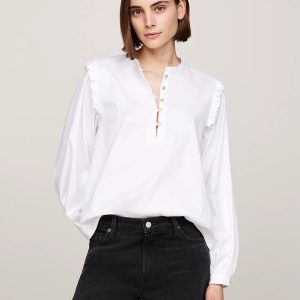 tommy Hilfiger Relaxed Fit Ruffle Stripe Top