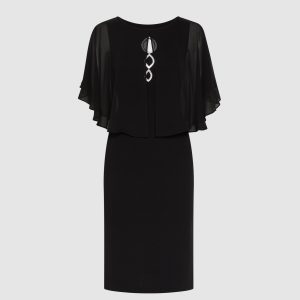 LAURA Sheer Capelet Overlay Dress