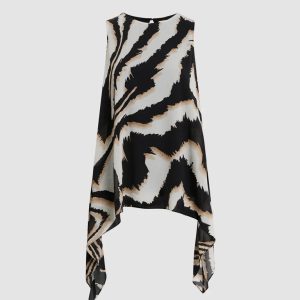 LAURA Zebra Print Asymmetric Blouse