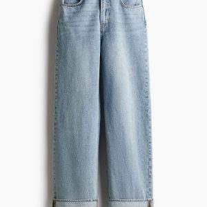 H&M Straight-Cut Foldover-Cuff Jeans