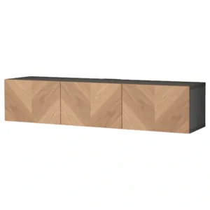 IKEA BESTÅ TV bench with doors, black-brown/Hedeviken oak veneer, 70 7/8x16 1/2x15 "